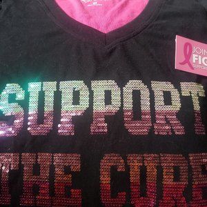 Support The Cure black long sleeve sequined shirt